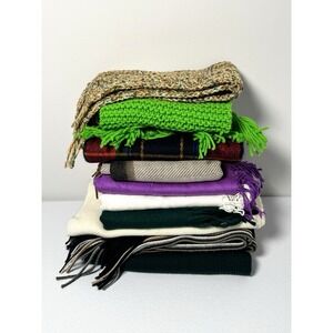 Vintage Knit‎ Scarf 10 pc Lot Retro Cozycore Winter Accessories